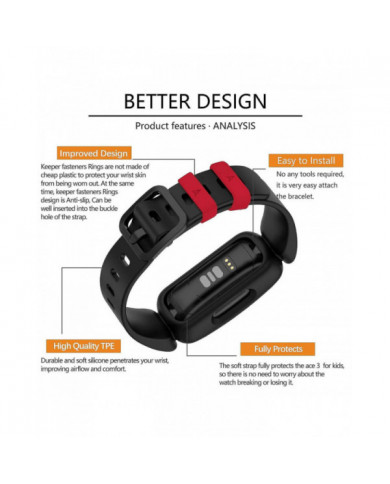 Bandes pour Fitbit Ace 3 Enfants Silicone Imperméable Bracelet Accessoires Sports Montre Bracelet Remplacement [...]