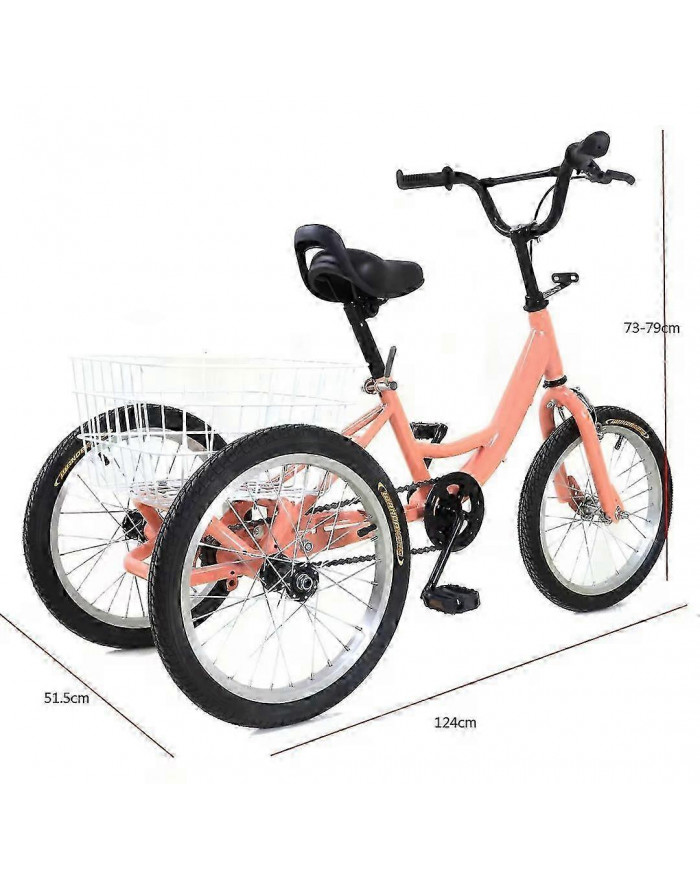 Tricycle pour enfants à vitesse unique de 16 pouces avec grand panier