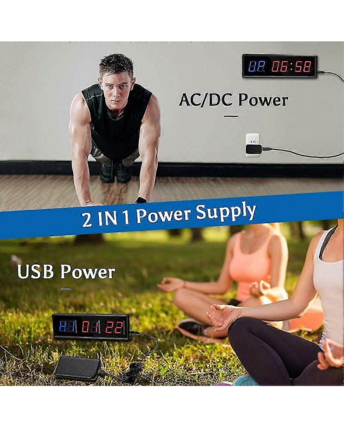Training Gym Interval Timer Count Down/up Clock,led Gym Timer Stopwatch With Remote For Home Gym Fi