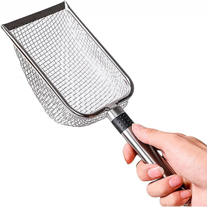 Pelle à litière | Tamis à pelle profonde en acier inoxydable - Tamis durable antiadhésif avec long manche, grande [...]