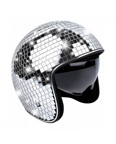 Casque de boule disco, casque de vélo Disco casque de vélo argent brillant Harley casque Party | Fruugo à Zy3.4