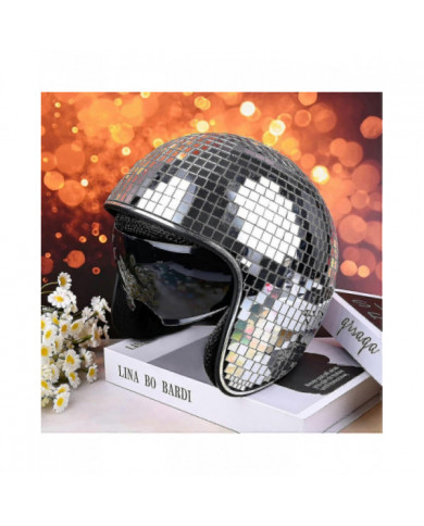 Casque de boule disco, casque de vélo Disco casque de vélo argent brillant Harley casque Party | Fruugo à Zy3.4
