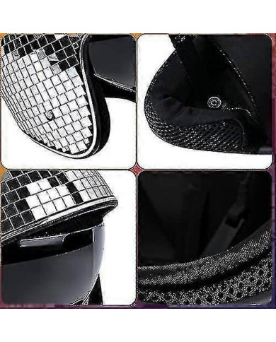 Casque de boule disco, casque de vélo Disco casque de vélo argent brillant Harley casque Party | Fruugo à Zy3.4