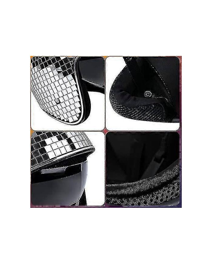 Casque de boule disco, casque de vélo Disco casque de vélo argent brillant Harley casque Party | Fruugo à Zy3.4
