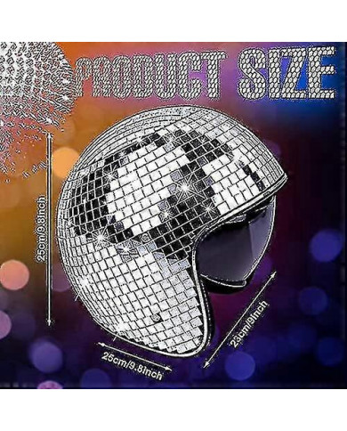 Casque de boule disco, casque de vélo Disco casque de vélo argent brillant Harley casque Party | Fruugo à Zy3.4