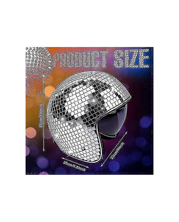 Casque de boule disco, casque de vélo Disco casque de vélo argent brillant Harley casque Party | Fruugo à Zy3.4