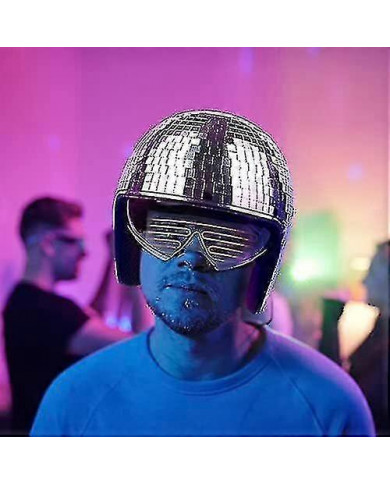 Casque de boule disco, casque de vélo Disco casque de vélo argent brillant Harley casque Party | Fruugo à Zy3.4