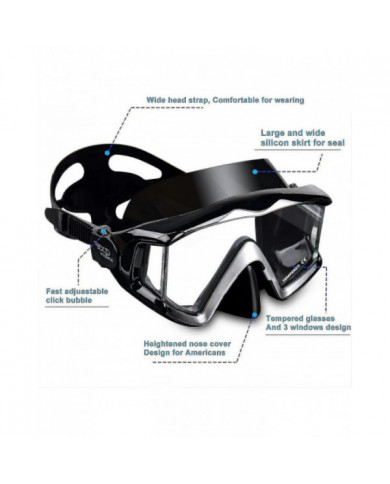 Masque de plongée panoramique pour adultes, masque de plongée en apnée en verre trempé, lunettes de natation [...]