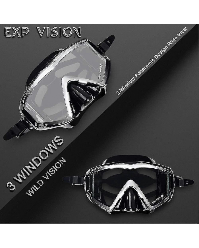 Masque de plongée panoramique pour adultes, masque de plongée en apnée en verre trempé, lunettes de natation [...]