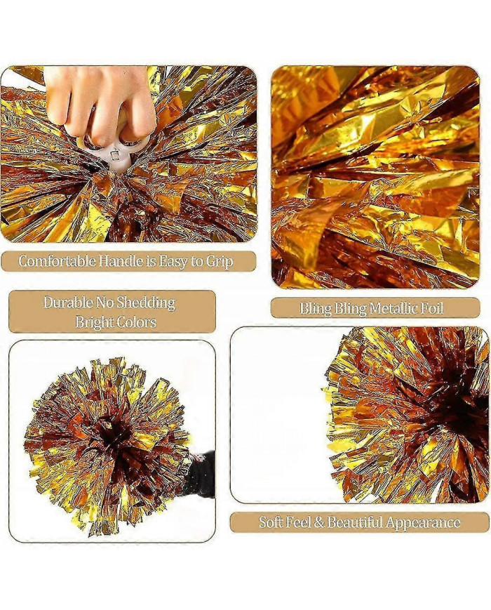 12pcs pom-pom girl pom pom pom avec trous de doigt feuille métallique cheer pom pom qyf uhv