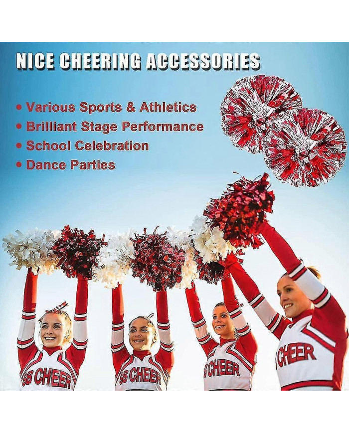 12pcs pom-pom girl pom pom pom avec trous de doigt feuille métallique cheer pom pom qyf uhv