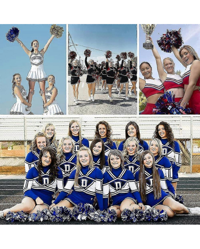 12pcs pom-pom girl pom pom pom avec trous de doigt feuille métallique cheer pom pom qyf uhv