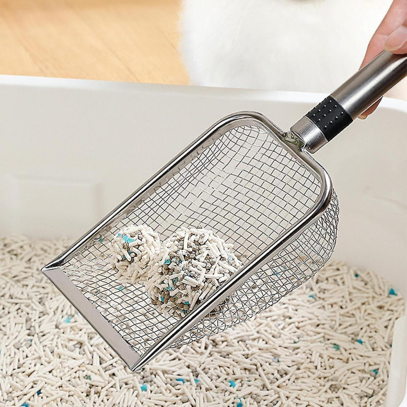 Pelle à litière | Tamis à pelle profonde en acier inoxydable - Tamis durable antiadhésif avec long manche, grande [...]