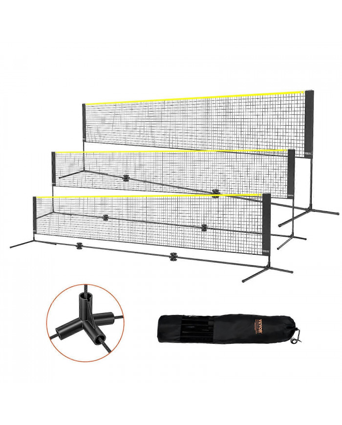 Filet de badminton, filet de volley-ball réglable en hauteur, filet de pickleball pliable de 17 pieds de large, [...]