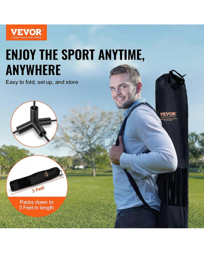 Filet de badminton, filet de volley-ball réglable en hauteur, filet de pickleball pliable de 17 pieds de large, [...]