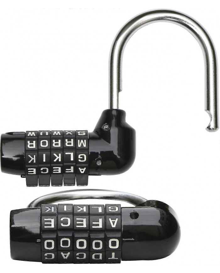 Cadenas à combinaison 5 lettres noir - serrures à combinaison - sac à dos pour ordinateur portable antivol de vélo [...]