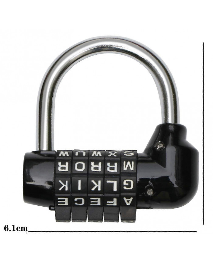 Cadenas à combinaison 5 lettres noir - serrures à combinaison - sac à dos pour ordinateur portable antivol de vélo [...]