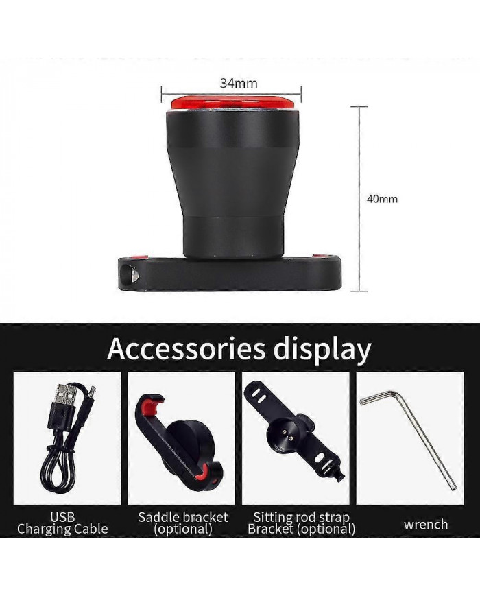 Antusi Bicycle Rear Light Automatic Brake Induction Taillight