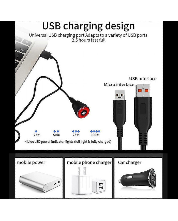 Antusi Bicycle Rear Light Automatic Brake Induction Taillight