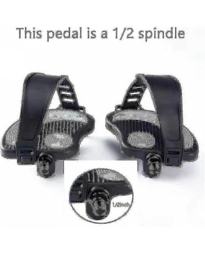 Pédales de vélo d’exercice avec sangles pour vélo de spin et vélo d’exercice stationnaire intérieur, 9/16 pouces