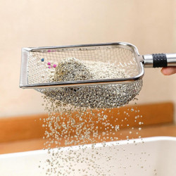 Pelle à litière | Tamis à pelle profonde en acier inoxydable - Tamis durable antiadhésif avec long manche, grande [...]