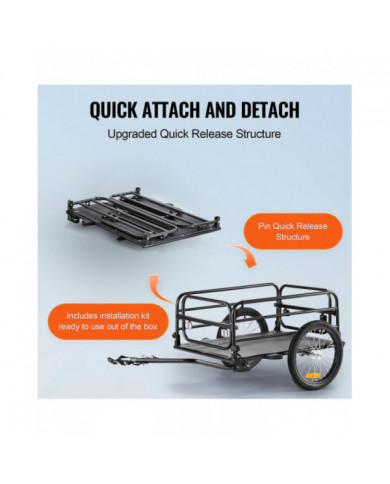 Remorque cargo pour vélo, capacité de charge de 160 lb, rangement compact pliable et dégagement rapide avec [...]