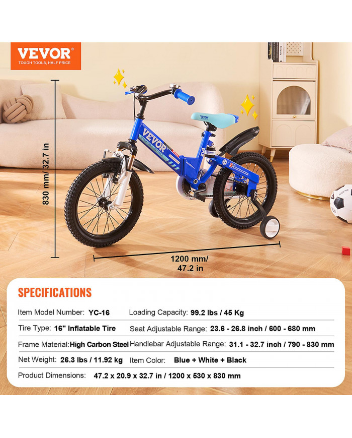 Vélo d’équilibre pliant pour tout-petits, acier à haute teneur en carbone de 16 pouces avec siège et guidon [...]