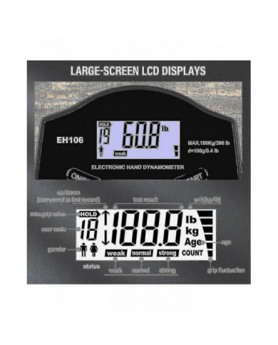 Testeur de force de préhension, 396lbs / 180kg Dynamomètre à main numérique Grip Strength Meter Usb Écran LCD [...]