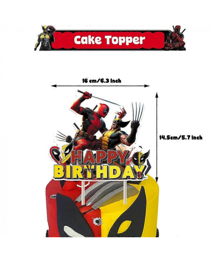 Deadpool & Wolverine Birthday Party Supplies Bannière Ballons Cake Toppers Set Decoration