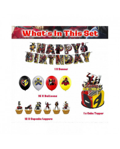 Deadpool & Wolverine Birthday Party Supplies Bannière Ballons Cake Toppers Set Decoration