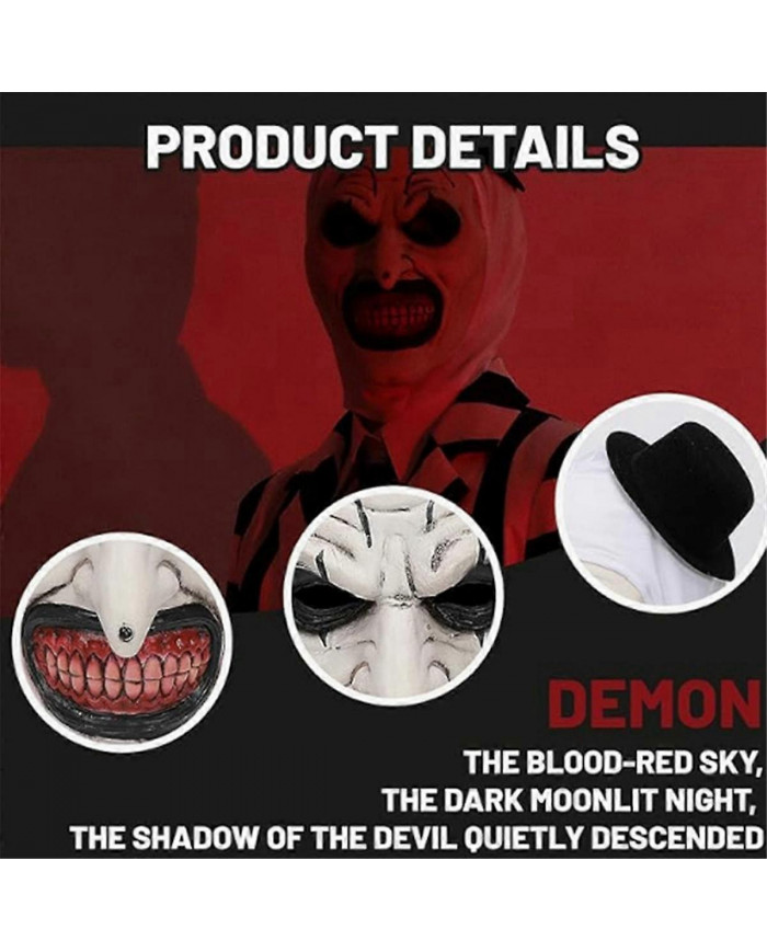 Halloween Terrifier Masque Clown Masque Effrayant Joker Costume Halloween Horreur Masque effrayant pour hommes adultes