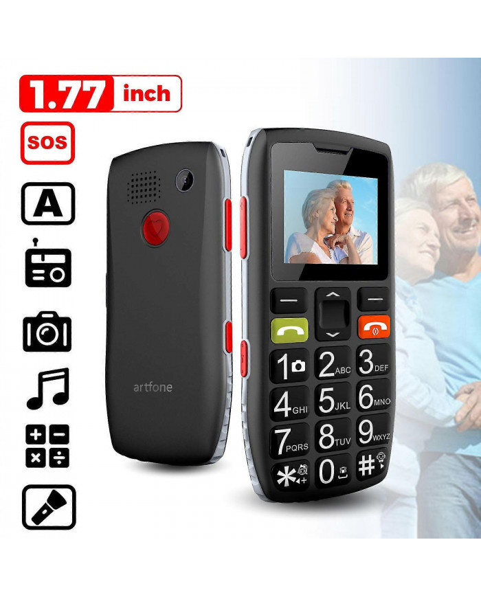 Téléphone portable senior déverrouillé avec gros boutons - bouton Sos - radio fm - haut-parleur Box - batterie [...]