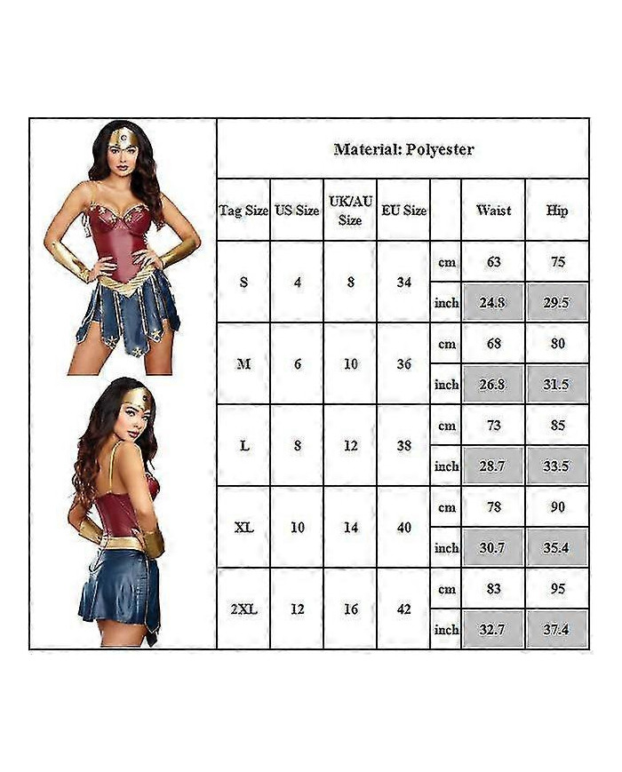 Wonder Woman Femmes Cosplay Costume Roleplay Party Fancy Dress Outfit Set