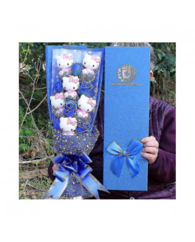 6 Chats Sanrio Anime Hello Kitty Bouquet Peluche Poupée en peluche Kawaii Savon Fleur Cadeau Box Rose Fleur [...]