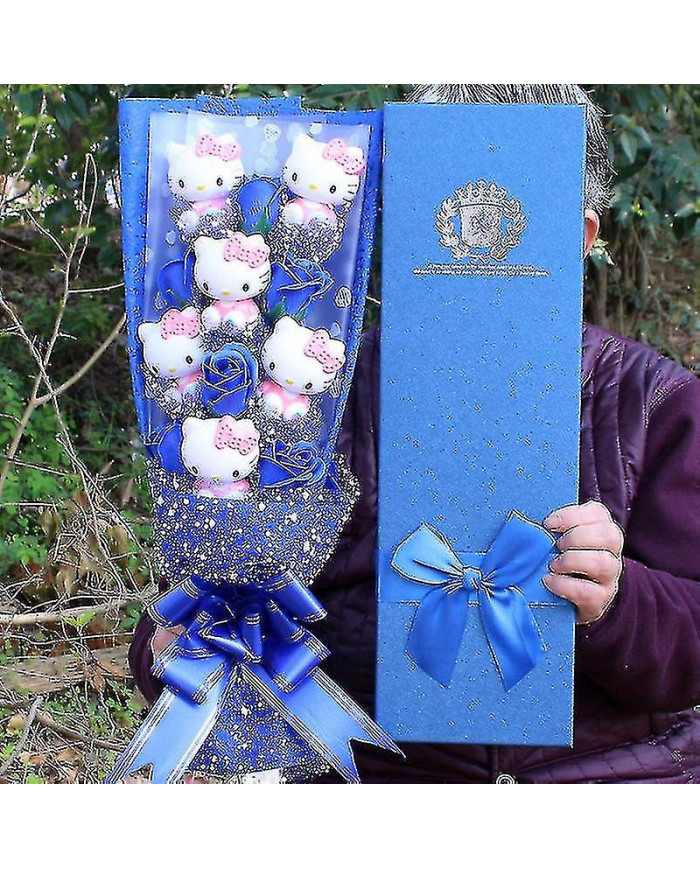 6 Chats Sanrio Anime Hello Kitty Bouquet Peluche Poupée en peluche Kawaii Savon Fleur Cadeau Box Rose Fleur [...]