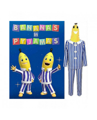 Bananes Adultes En Pyjama Costume Bleu Blanc Rayure Chemise Pantalon Avec Tête De Banane Hommes Femmes [...]