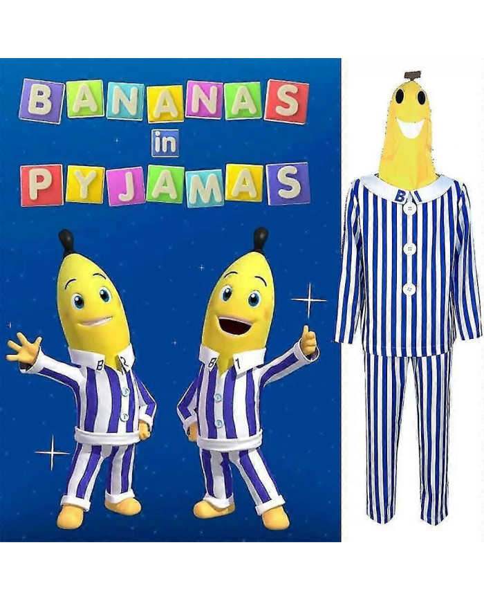 Bananes Adultes En Pyjama Costume Bleu Blanc Rayure Chemise Pantalon Avec Tête De Banane Hommes Femmes [...]