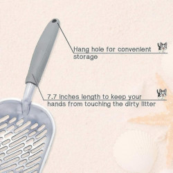 Pelle à litière pour chat, bac à litière en métal durable, tamis avec pelle profonde et ergonomique