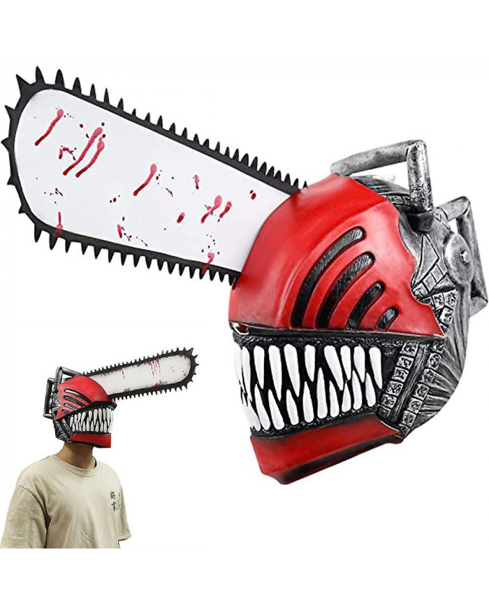 Chainsaw Man Mask Horror Scary Latex Headgear Mask For Halloween Cosplay Party Supplies