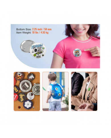 2.25 "58mm Bouton Badge Pièces Fournitures pour Button Maker Machine 500 Sets