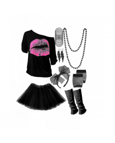 80s 90s Outfit Femmes Fancy Dress Costumes, thème Fête, vêtements Neon Accessoires, 100% Nouveau