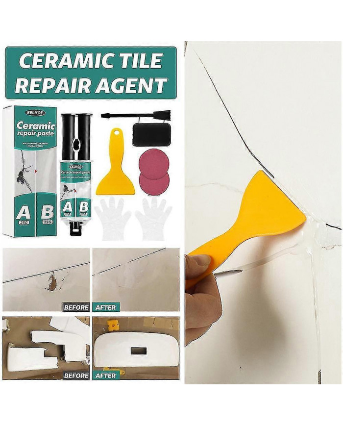 Pâte De Réparation, Kit De Réparation De Baignoire Blanc, Kit De Finition De Fissure De Baignoire, Kit De [...]