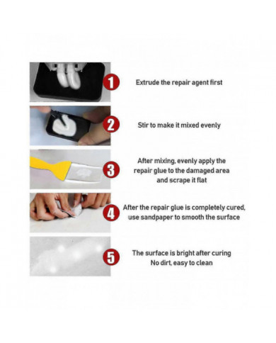 Pâte De Réparation, Kit De Réparation De Baignoire Blanc, Kit De Finition De Fissure De Baignoire, Kit De [...]