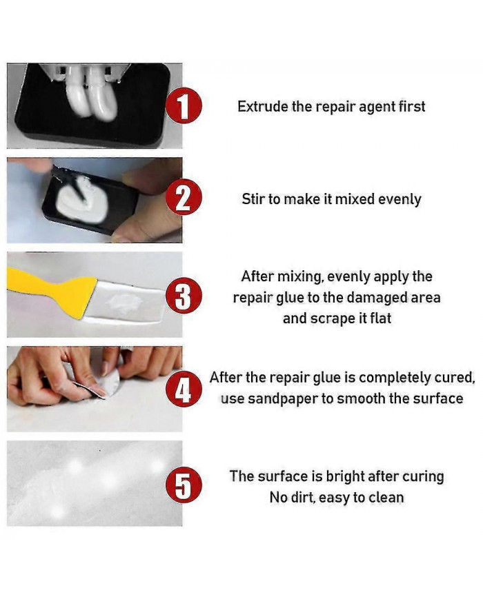 Pâte De Réparation, Kit De Réparation De Baignoire Blanc, Kit De Finition De Fissure De Baignoire, Kit De [...]