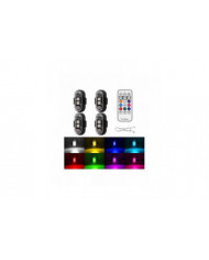 4PCS Lumières stroboscopiques LED sans fil avec télécommande, 8 couleurs USB Charing étanche Alerte d’urgence