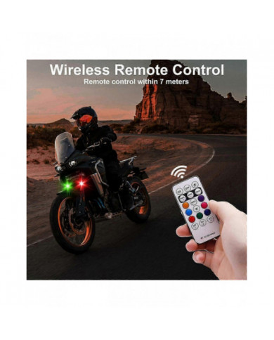 4PCS Lumières stroboscopiques LED sans fil avec télécommande, 8 couleurs USB Charing étanche Alerte d’urgence