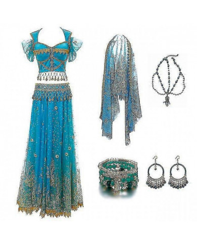 Festival Arabian Princess Costumes Indian Dance Broder Bollywood Jasmine Costume Party Cosplay Jasmine Princess [...]