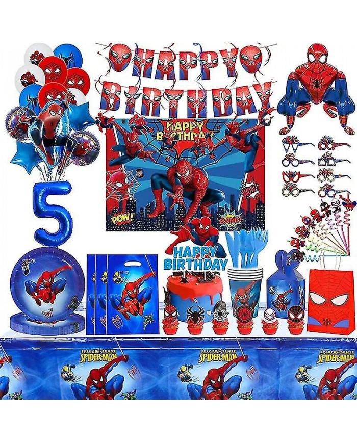 Spiderman Décoration De Fête D’anniversaire Garçons Dessin Animé Spiderman Thème Vaisselle Tasse Assiette Ballon [...]