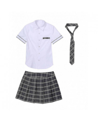 Femmes Ecolières Cosplay Costume Japonais School Girl Uniforme Sexy Clubwear Chemise avec jupe à carreaux Cravate [...]