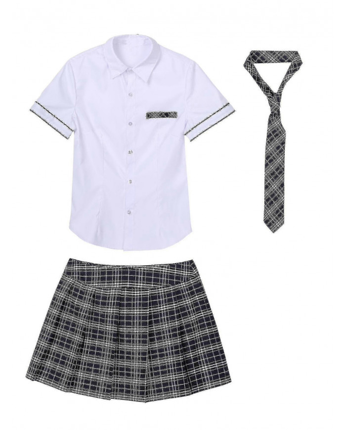 Femmes Ecolières Cosplay Costume Japonais School Girl Uniforme Sexy Clubwear Chemise avec jupe à carreaux Cravate [...]
